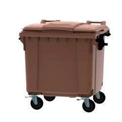 Afvalcontainer 1100 ltr vlak deksel - bruin