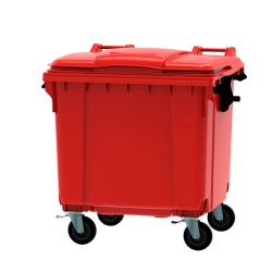 Afvalcontainer 1100 ltr vlak deksel - rood