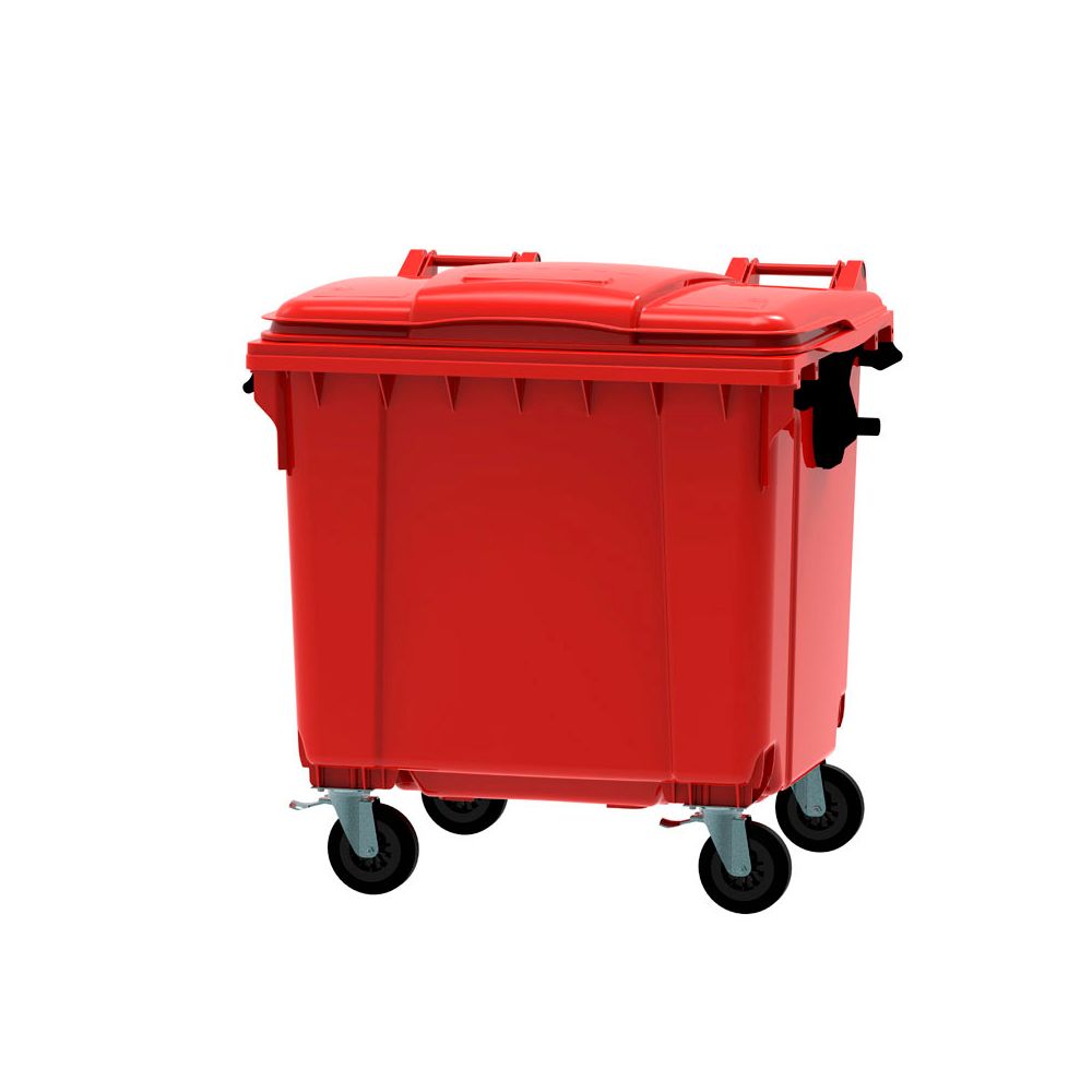 Afvalcontainer 1100 ltr vlak deksel - rood
