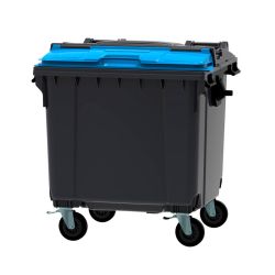 Afvalcontainer 1100 ltr split deksel - grijs/blauw