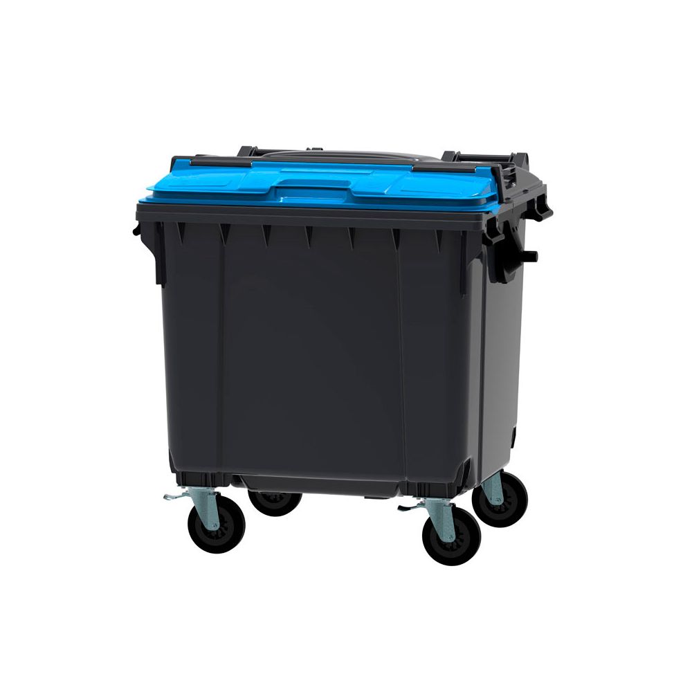 Afvalcontainer 1100 ltr split deksel - grijs/blauw