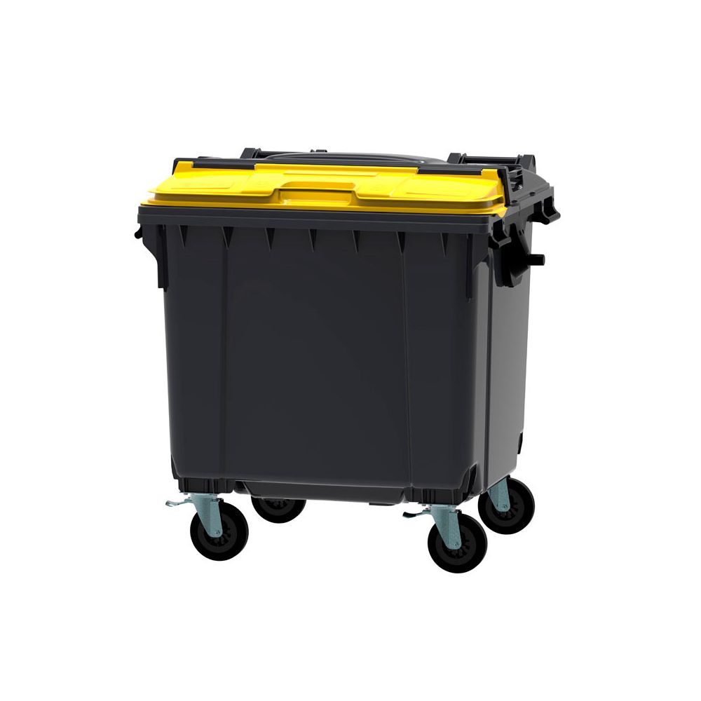 Afvalcontainer 1100 ltr split deksel - grijs/geel