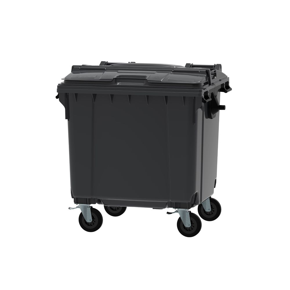 Afvalcontainer 1100 ltr split deksel - grijs