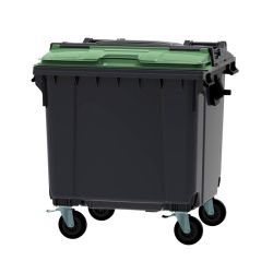 Afvalcontainer 1100 ltr split deksel - grijs/groen