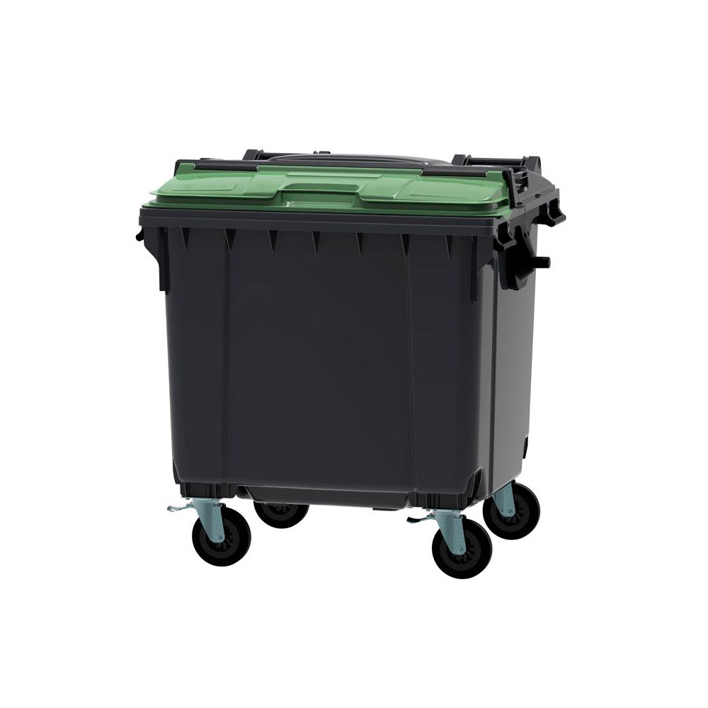 Afvalcontainer 1100 ltr split deksel - grijs/groen