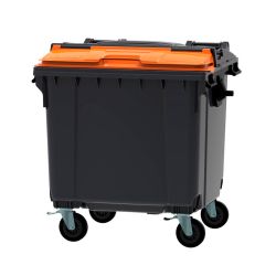 Afvalcontainer 1100 ltr split deksel - grijs/oranje