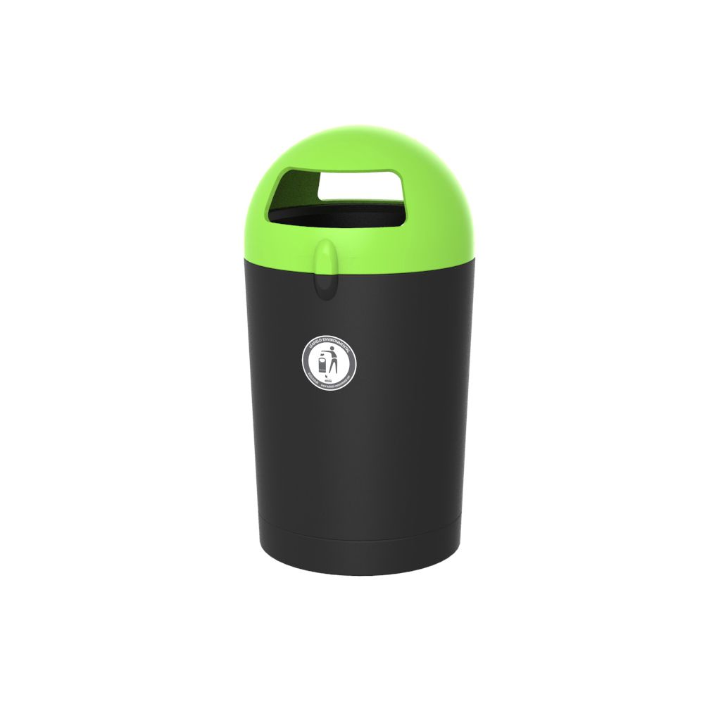 Afvalbak Metro Dome 100 ltr - zwart/groen