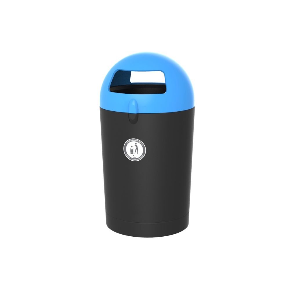 Afvalbak Metro Dome 100 ltr - zwart/blauw