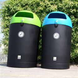 Afvalbak Metro Dome 100 ltr - zwart/blauw