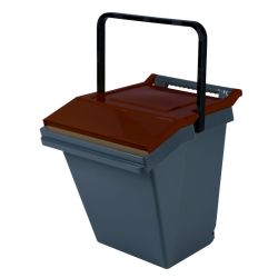 Stapelbare afvalbak Easytech 40 ltr - grijs/bruin