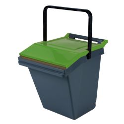 Stapelbare afvalbak Easytech 40 ltr - grijs/groen