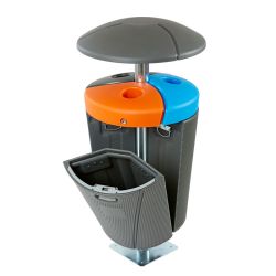 Phoenix buitenafvalbak 3x50 ltr - grijs-blauw-oranje