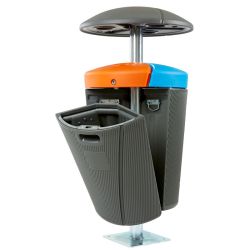 Phoenix buitenafvalbak 3x50 ltr - grijs-blauw-oranje