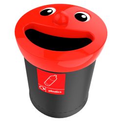 Afvalbak Smiley Face Bin 52 ltr plastics - zwart/rood