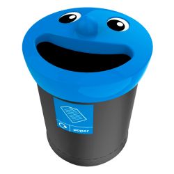 Afvalbak Smiley Face Bin 52 ltr paper - zwart/blauw