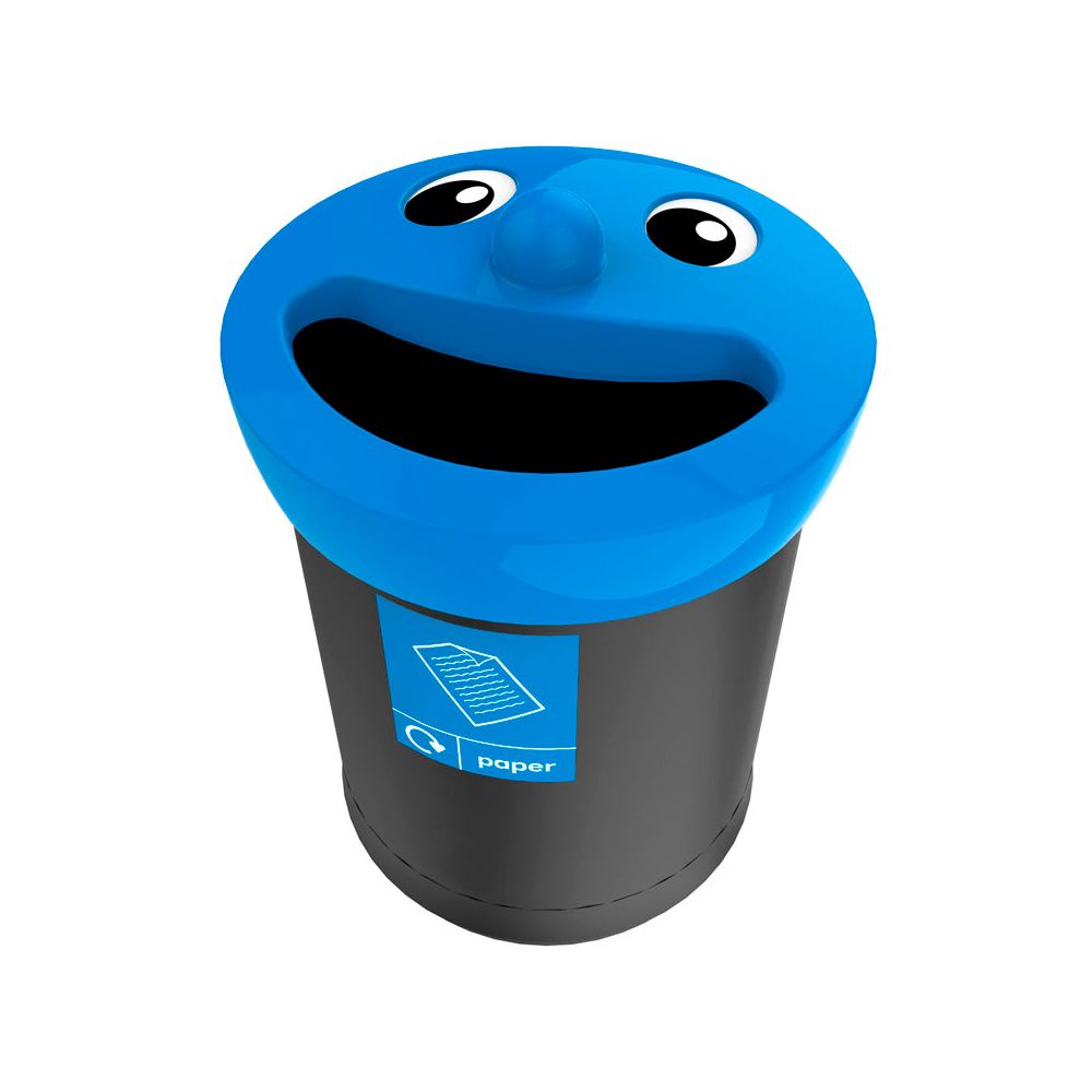 Afvalbak Smiley Face Bin 52 ltr paper - zwart/blauw