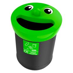 Afvalbak Smiley Face Bin 52 ltr mixed recycling - zwart/lime