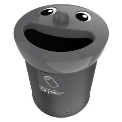 Afvalbak Smiley Face Bin 52 ltr aluminium cans - zwart/grijs