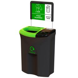Recycling unit Meridian 110 ltr -  Double open/lift zwart -  groen -  zwart
