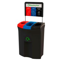 Recycling unit Meridian 110 ltr -  Triple hole/open/open zwart -  zwart -  blauw -  rood
