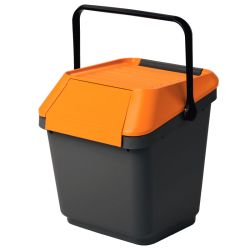 Stapelbare afvalbak Easymax 35 ltr grijs - oranje