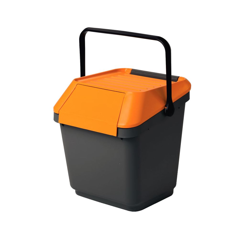 Stapelbare afvalbak Easymax 35 ltr grijs - oranje
