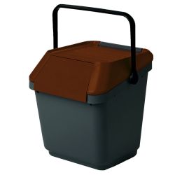 Stapelbare afvalbak Easymax 35 ltr grijs - bruin