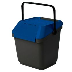 Stapelbare afvalbak Easymax 35 ltr grijs - blauw