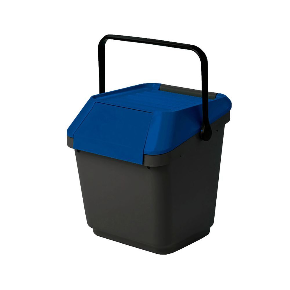 Stapelbare afvalbak Easymax 35 ltr grijs - blauw