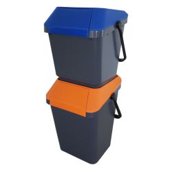 Stapelbare afvalbak Easymax 35 ltr grijs - blauw