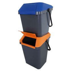 Stapelbare afvalbak Easymax 35 ltr grijs - blauw