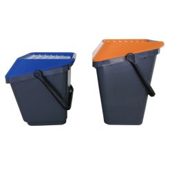 Stapelbare afvalbak Easymax 45 ltr grijs - oranje