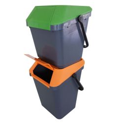 Stapelbare afvalbak Easymax 45 ltr grijs - oranje