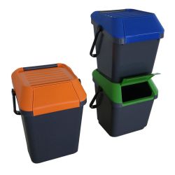 Stapelbare afvalbak Easymax 45 ltr grijs - oranje