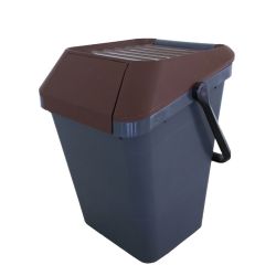 Stapelbare afvalbak Easymax 45 ltr grijs - bruin