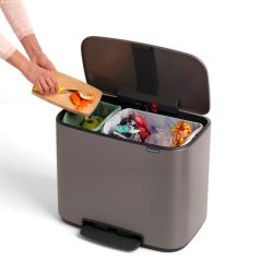 Brabantia Bo pedaalemmer 11+23 ltr - platinum