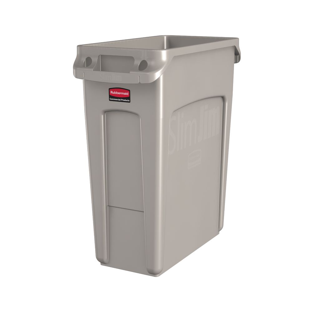 Rubbermaid Slim Jim met luchtsleuven 60 ltr - beige