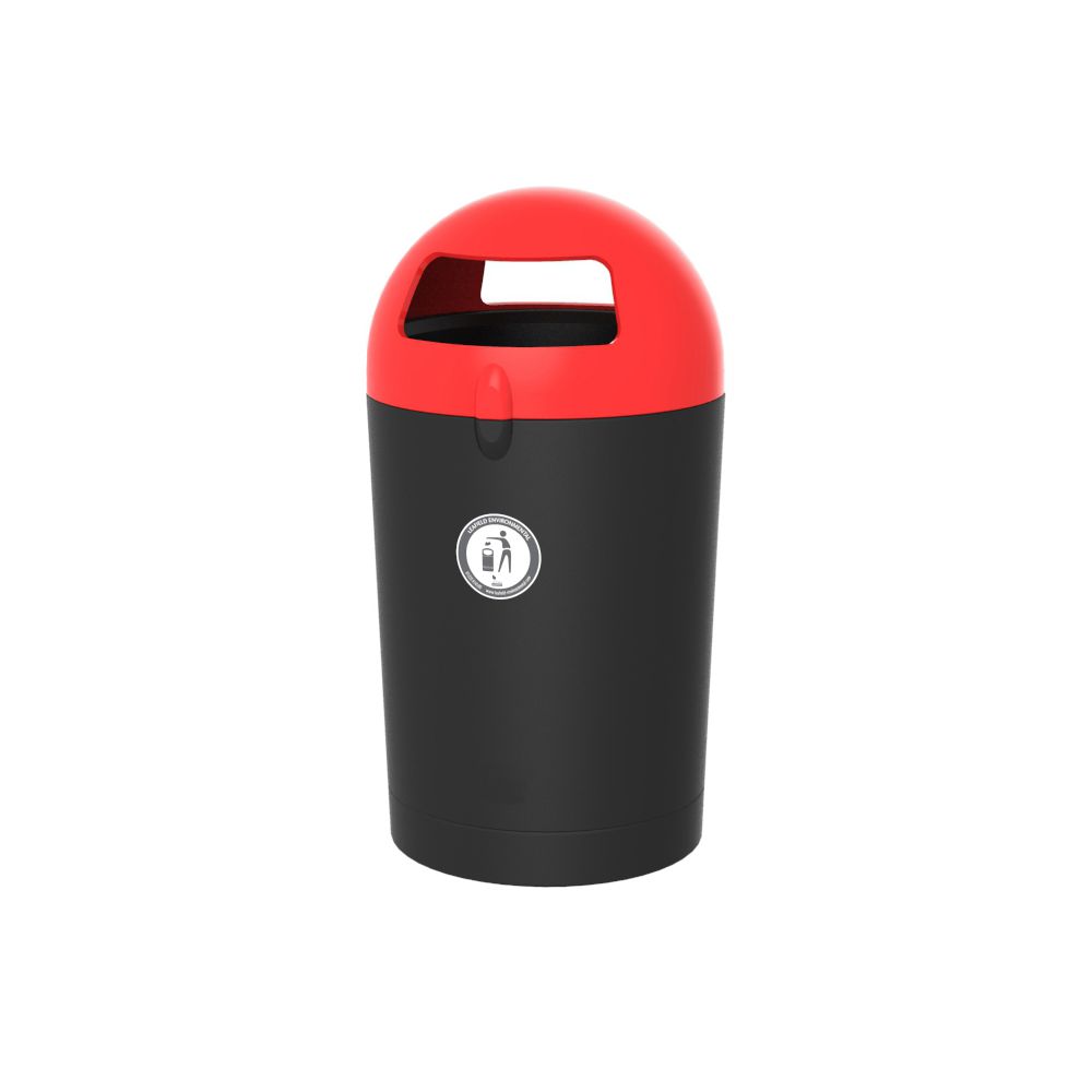 Afvalbak Metro Dome 100 ltr - zwart/rood