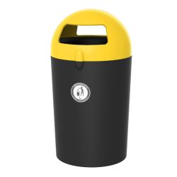 Afvalbak Metro Dome 100 ltr - zwart/geel