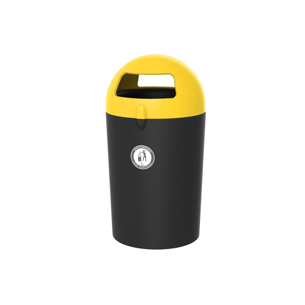 Afvalbak Metro Dome 100 ltr - zwart/geel