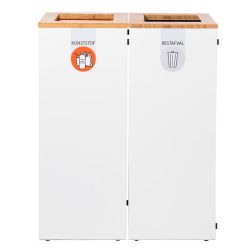 Lune afvalinzamelingsunit Paxa Medium 34 ltr - wit/bamboe/grijs