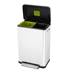EKO X-Cube recycling pedaalemmer 20+20 ltr - wit /mat RVS