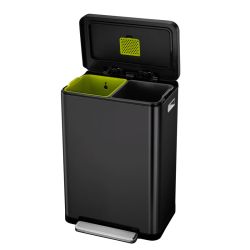 EKO X-Cube recycling pedaalemmer 20+20 ltr - zwart/mat RVS