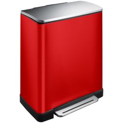 EKO E-Cube recycling pedaalemmer 28+18 ltr - rood/mat RVS