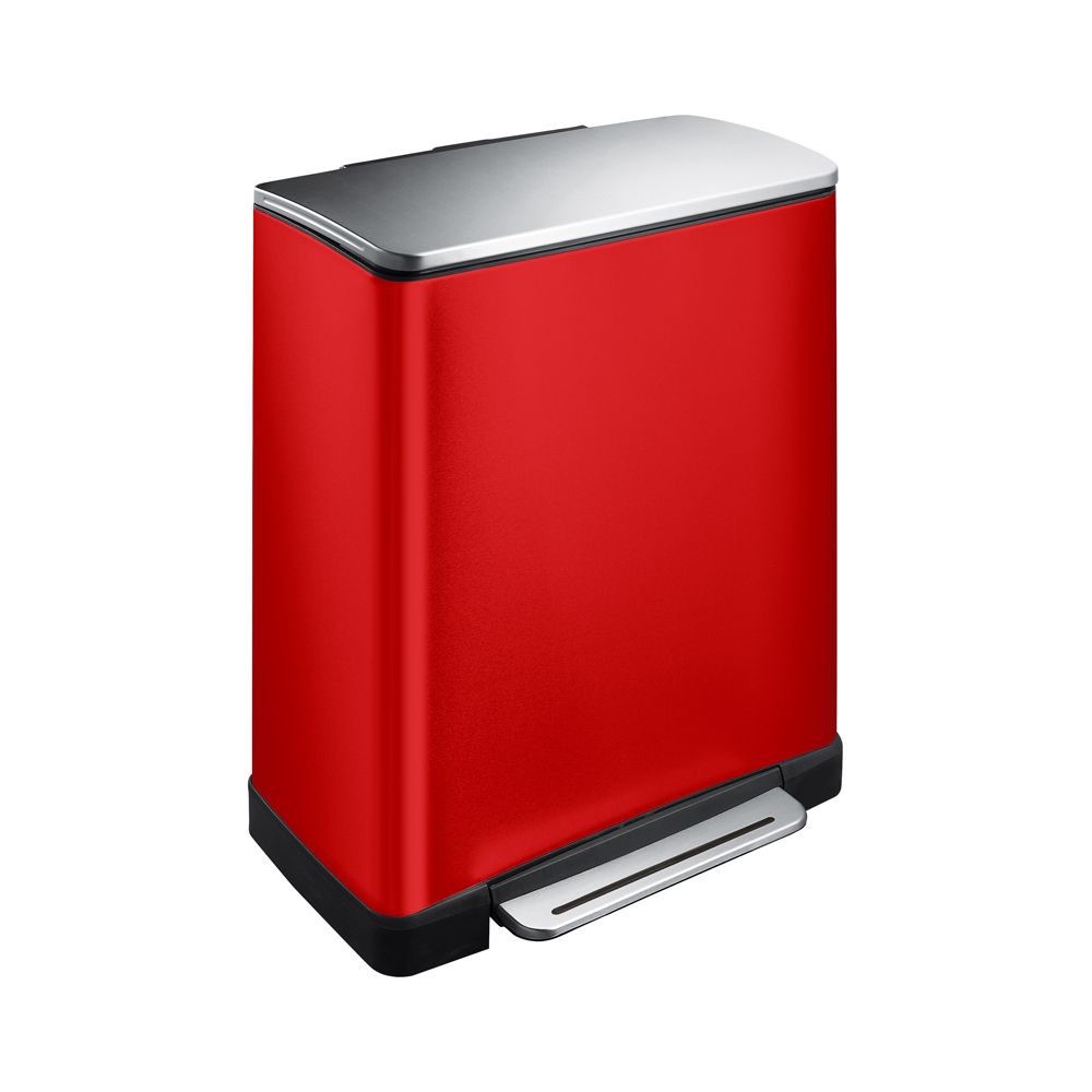 EKO E-Cube recycling pedaalemmer 28+18 ltr - rood/mat RVS