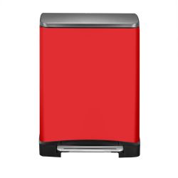 EKO E-Cube recycling pedaalemmer 28+18 ltr - rood/mat RVS