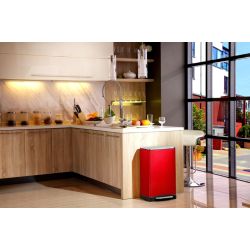 EKO E-Cube recycling pedaalemmer 28+18 ltr - rood/mat RVS