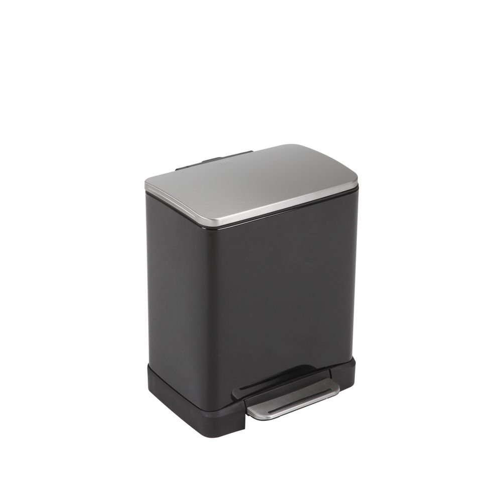 EKO E-Cube pedaalemmer 12 ltr - zwart glanzend /mat RVS