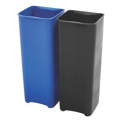 Rubbermaid Recycling binnenbakken 2x15 ltr End Step RVS - zwart/blauw
