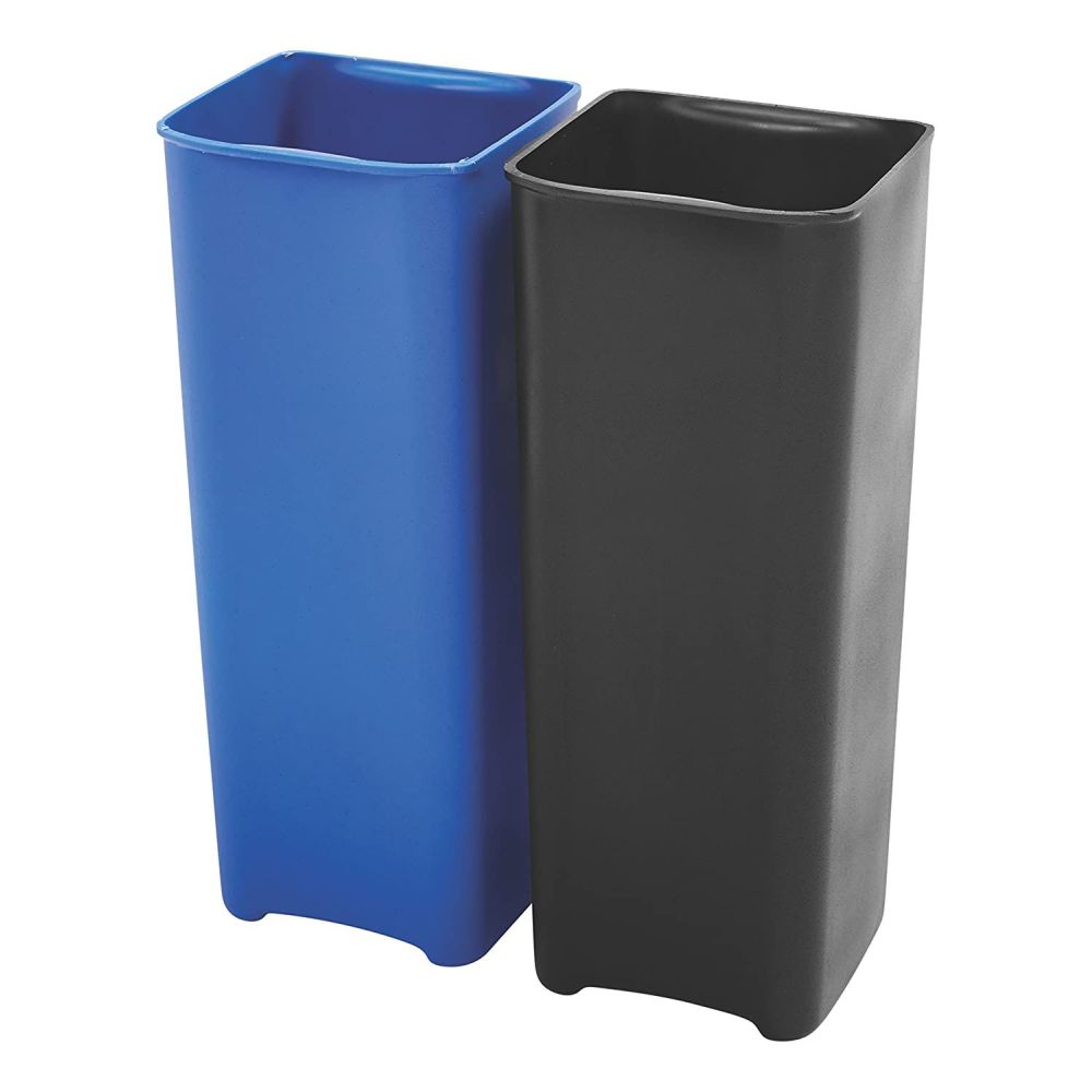 Rubbermaid Recycling binnenbakken 2x15 ltr End Step RVS - zwart/blauw